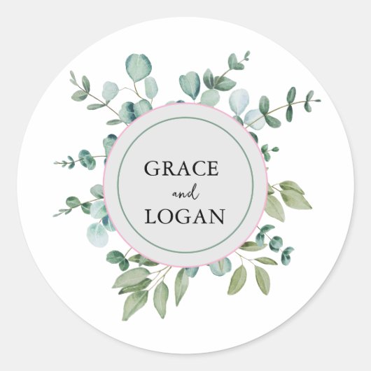 eucalyptus greenery wedding  ronde sticker (Voorkant)