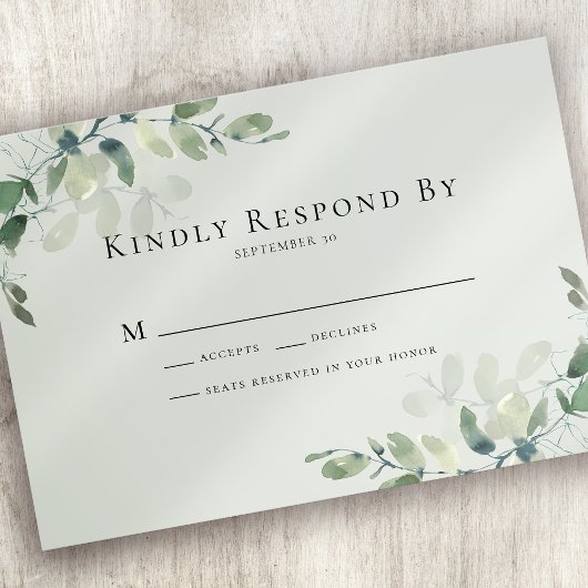Eucalyptus Greenery Wedding RSVP-kaart Notitiekaartje