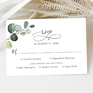 Eucalyptus Greenery Wedding Rsvp met maaltijdoptie Kaartje