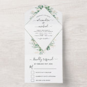 Eucalyptus Greenery Wedding Sage Green All In One Uitnodiging (Binnen)