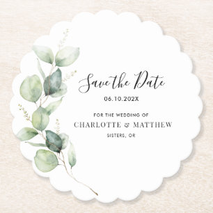 Eucalyptus Greenery Wedding Save the Date Kartonnen Onderzetters
