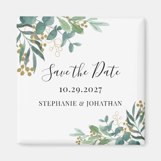 Eucalyptus Greenery Wedding Save the Date Magneet (Voorkant)