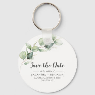 Eucalyptus Greenery Wedding Save the Date Sleutelhanger