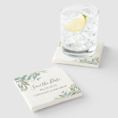 Eucalyptus Greenery Wedding Save the Date Stenen Onderzetter (Zijkant)