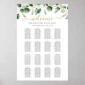 Eucalyptus Greenery Wedding Seating Chart 16 Tabel Poster (Voorkant)