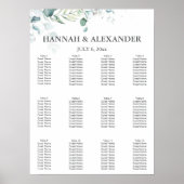 Eucalyptus Greenery Wedding Seating Chart Poster (Voorkant)
