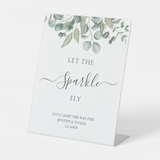 Eucalyptus Greenery Wedding Sparkle Sign Reclamebord Met Voetstuk