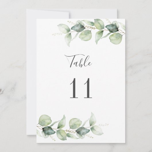 Eucalyptus Greenery Wedding Table Number (Voorkant)