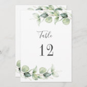 Eucalyptus Greenery Wedding Table Number (Voorkant / Achterkant)