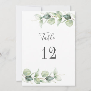 Eucalyptus Greenery Wedding Table Number
