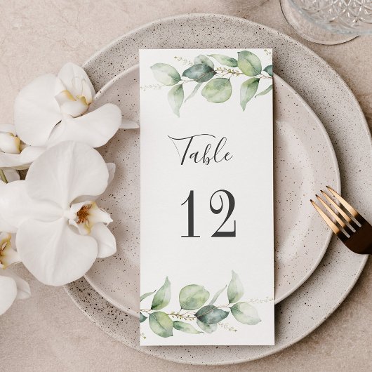 Eucalyptus Greenery Wedding Table Number