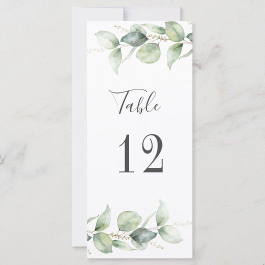 Eucalyptus Greenery Wedding Table Number (Achterkant)