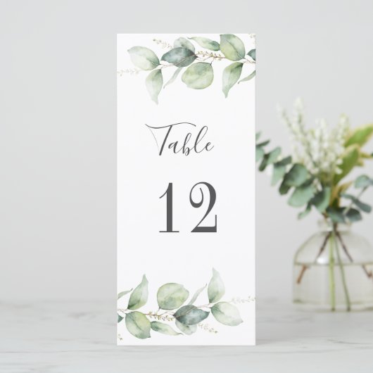 Eucalyptus Greenery Wedding Table Number (Staand voorkant)