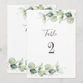 Eucalyptus Greenery Wedding Table Number 2 (Voorkant / Achterkant)