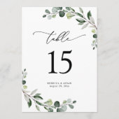 Eucalyptus Greenery Wedding Table Number Kaarten (Achterkant)