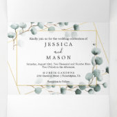 Eucalyptus Greenery Wedding Tri-Fold Uitnodigingen (Binnenkant midden)