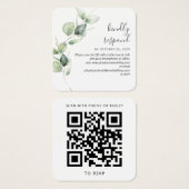 Eucalyptus Greenery Wedding Website QR Code RSVP Vierkante Visitekaartjes (Voorkant /achterkant)
