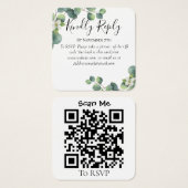 Eucalyptus greenery Wedding Website QR Code RSVP Vierkante Visitekaartjes (Voorkant /achterkant)