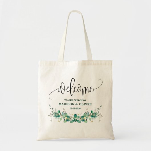 Eucalyptus Greenery Wedding Welkom Tote Bag (Voorkant)