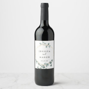 Eucalyptus Greenery Wedding Wine Labels Wijn Etiket