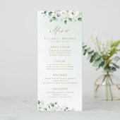 Eucalyptus Greenery white floral bruiloft Menu (Staand voorkant)