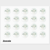 Eucalyptus Greenery white floral monogram Ronde Sticker (Vel)