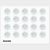 Eucalyptus Greenery white floral monogram Ronde Sticker (Vel)