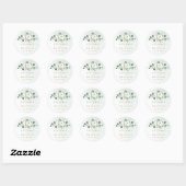 Eucalyptus Greenery white floral monogram Ronde Sticker (Vel)