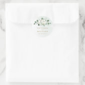 Eucalyptus Greenery white floral monogram Ronde Sticker (Tas)