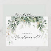 Eucalyptus Greenery Wordt mijn Bridesmaid Kaart (Voorkant / Achterkant)