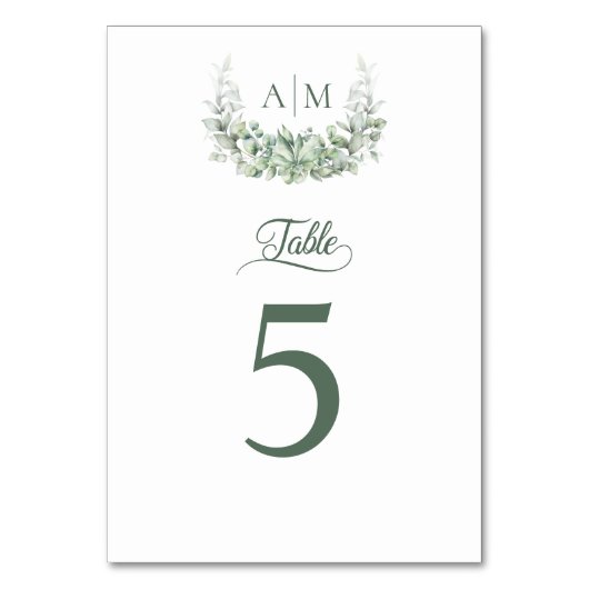 Eucalyptus Greenery Wreath Monogram Weddenschap Kaart (Achterkant)