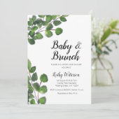 Eucalyptus groen baby brunch baby shower kaart (Staand voorkant)
