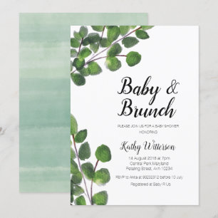 Eucalyptus groen baby brunch baby shower kaart