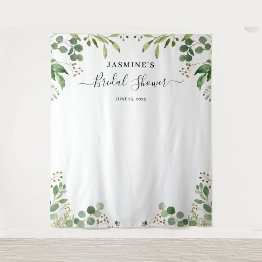 Eucalyptus groen blad bruidsshower achtergrond wandkleed (Voorkant)