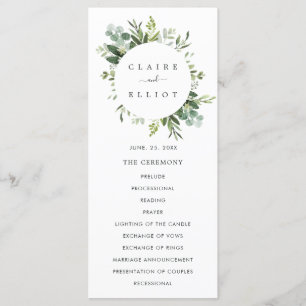 Eucalyptus groen blad bruiloftsceremonie programma