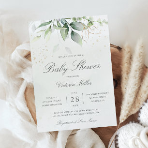 Eucalyptus groen blad elegante baby shower kaart