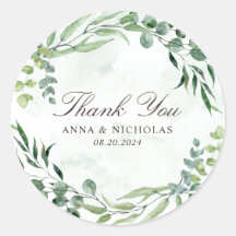 Eucalyptus groen bladeren bruiloft ronde Sticker