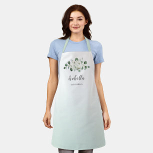 Eucalyptus Groen Bloemen gepersonaliseerde bruidsm Schort