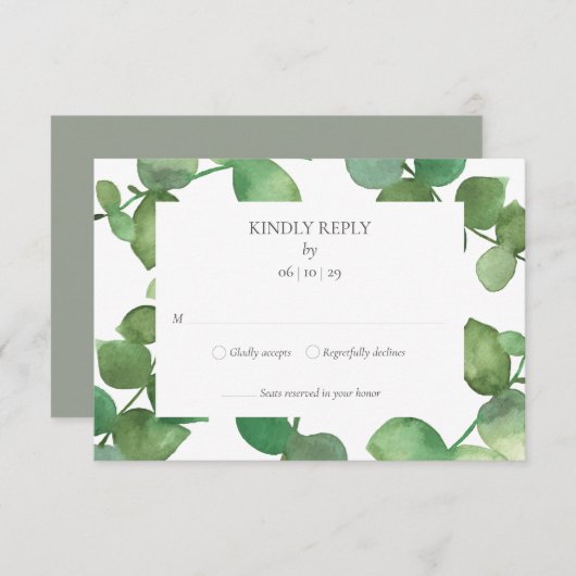 Eucalyptus groen bloemendecoratie RSVP (Voorkant / Achterkant)