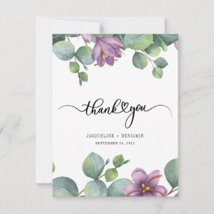 Eucalyptus groen bloemenhuwelijk Dank u Bedankkaart