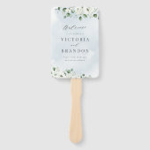 Eucalyptus groen bloemenrustieke bruiloft programm handwaaier (Voorkant)