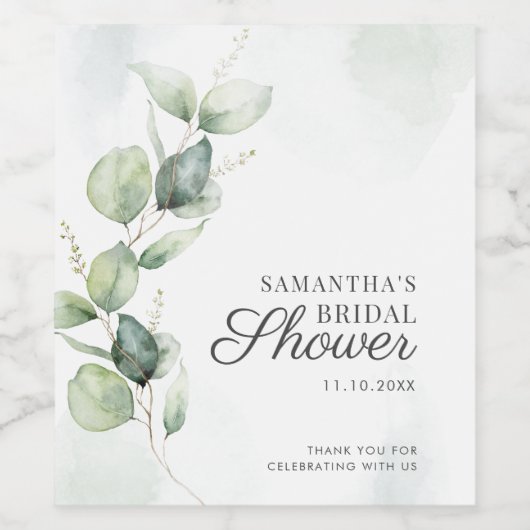 Eucalyptus groen botanische bruidsdouche wijn etiket (Enkel label)