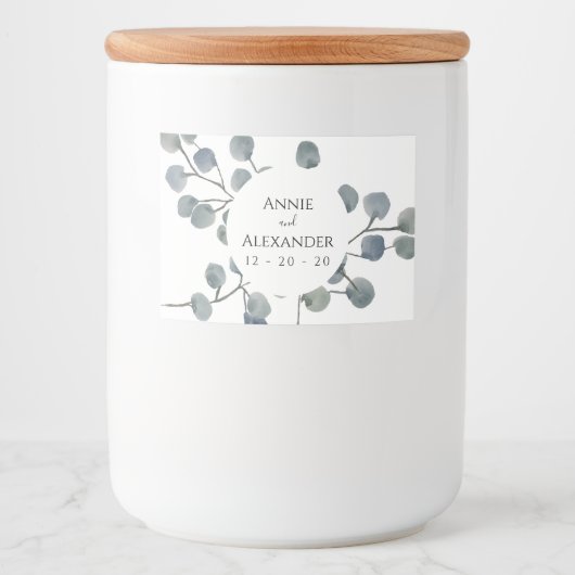 Eucalyptus groen botanische Waterverf Voedselcontainer Etiket (Voorkant)