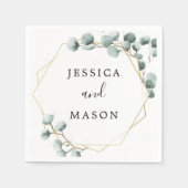 Eucalyptus groen bruiloft cocktail servet (Voorkant)