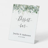 Eucalyptus groen bruiloft dessert bar teken reclamebord met voetstuk (Voorkant)
