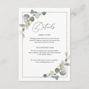 Eucalyptus groen bruiloft details kaart