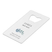 Eucalyptus groen bruiloft kredietkaart flessenopener (Voorkant Gekanteld)