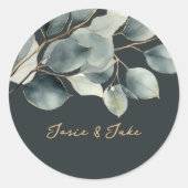 Eucalyptus groen  bruiloft sticker (Voorkant)
