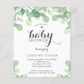 Eucalyptus groen budget baby shower uitnodiging (Voorkant)