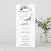 Eucalyptus groen eenvoudig elegant menu (Staand voorkant)